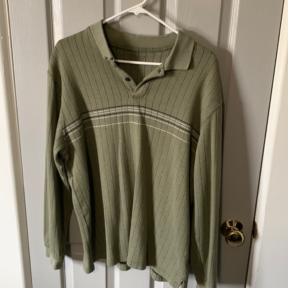 Mens van heusen long sleeve thick polo large